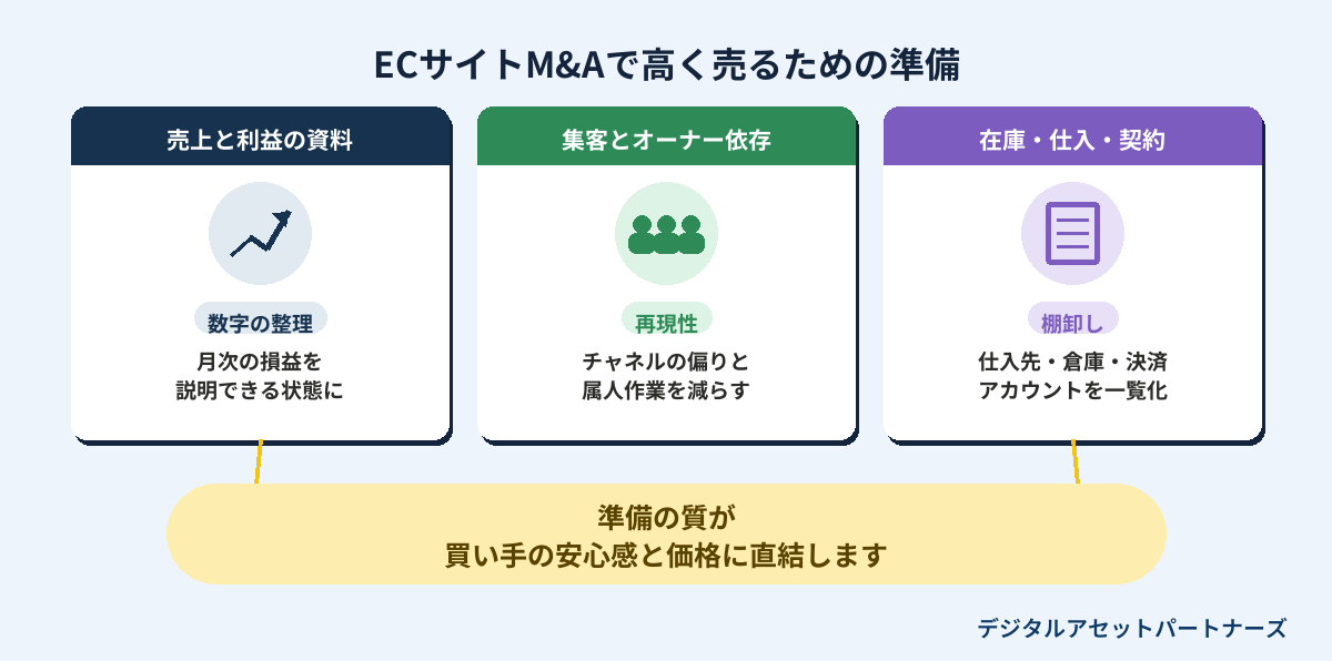 ECサイトM&Aで高く売るための準備