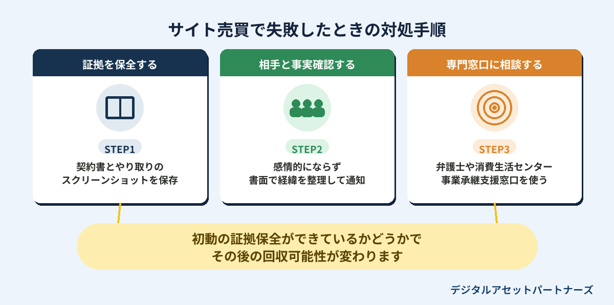 サイト売買で失敗したときの対処手順
