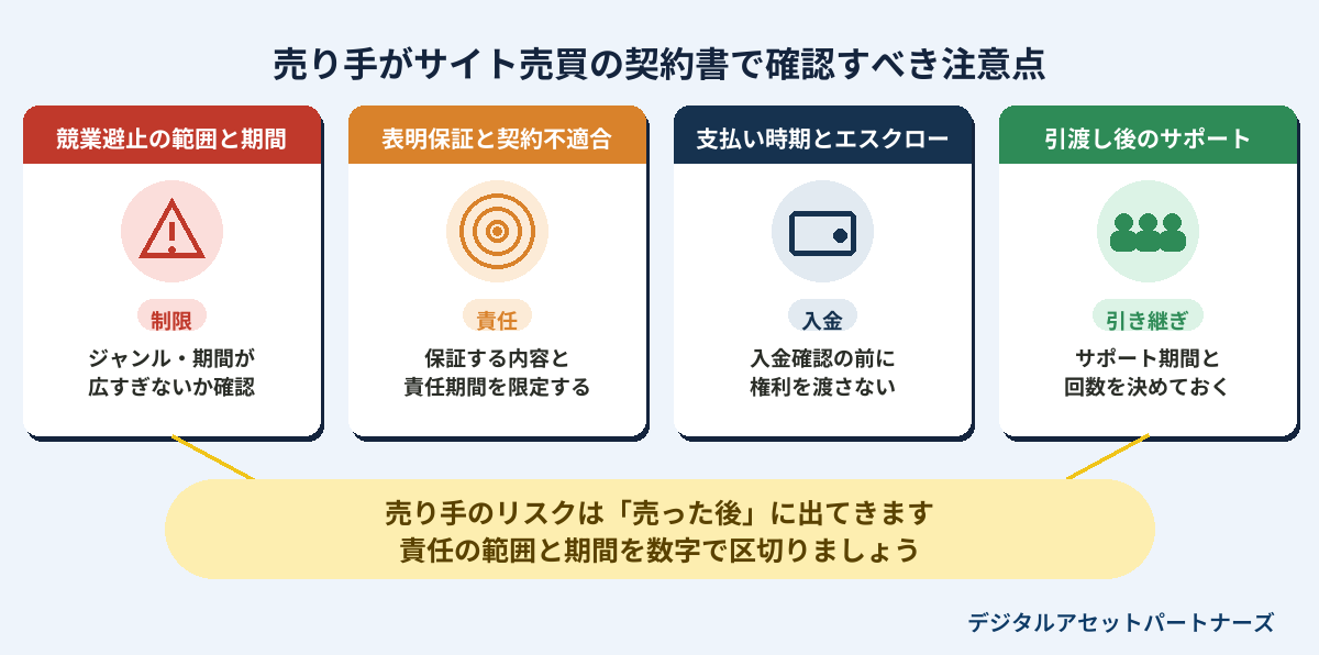 売り手がサイト売買の契約書で確認すべき注意点